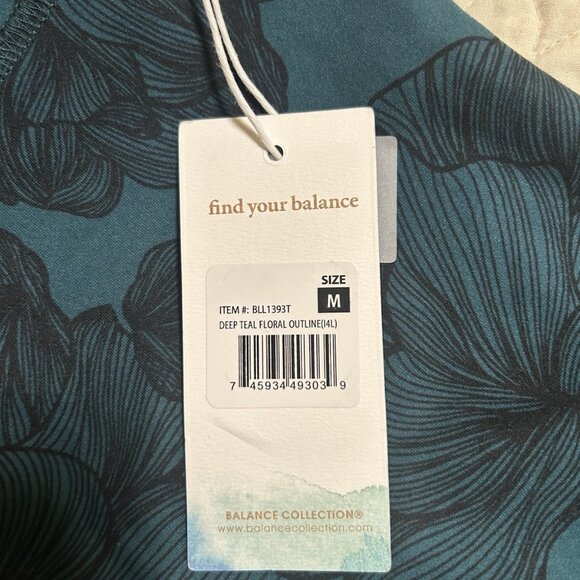 Balance Collection Women's Floral Leggings Size M Teal/Black NEW W/TAGS - Picture 5 of 8